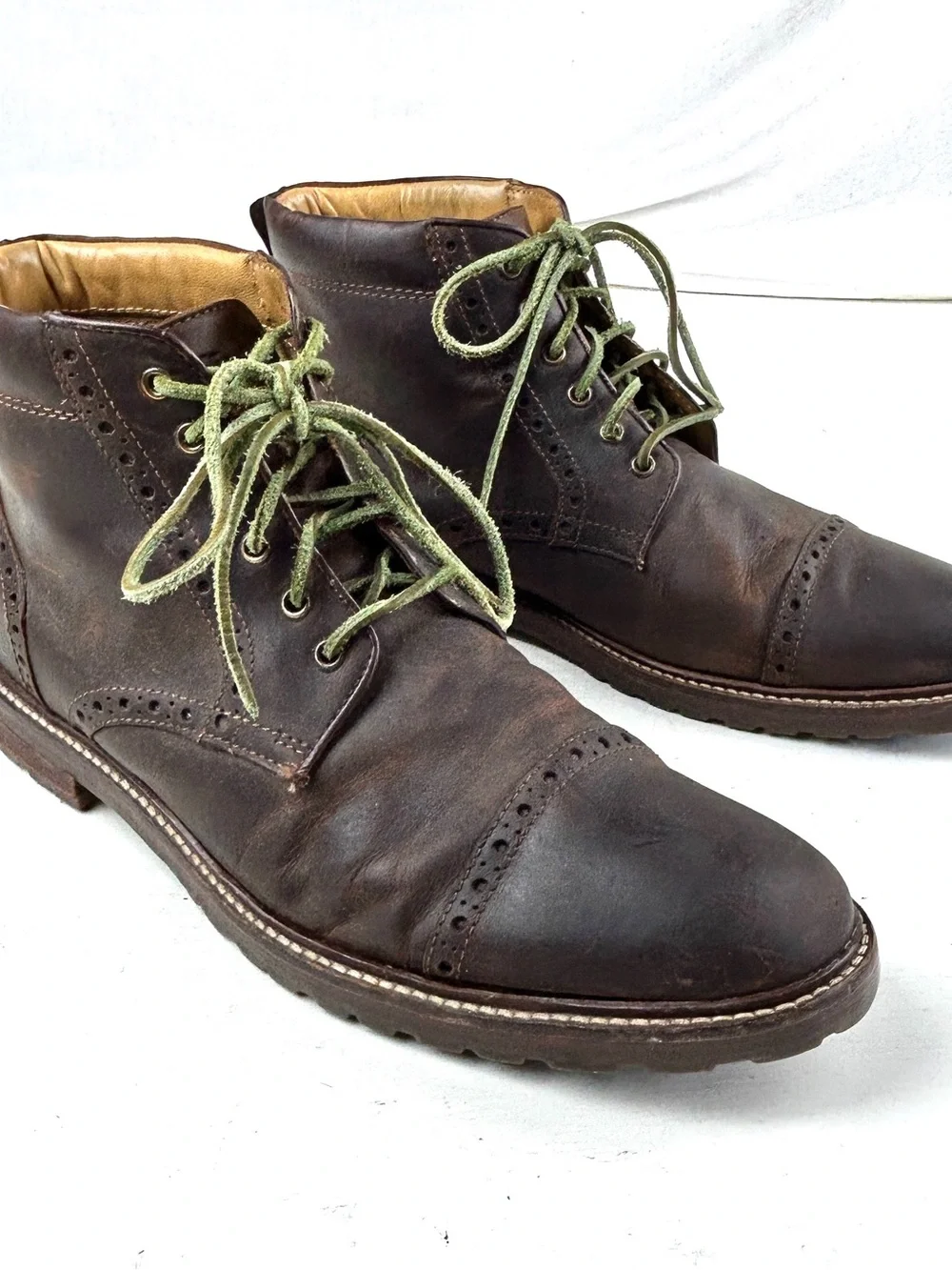 Florsheim Brown Leather Wingtip Brogue Cap Toe Boots, Men’s 11D 11874-215